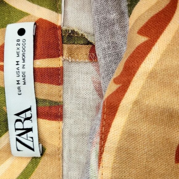 Zara 2Pc Multicolor Floral Ruffle Linen Blend Skirt Set Size Medium - Picture 10 of 16